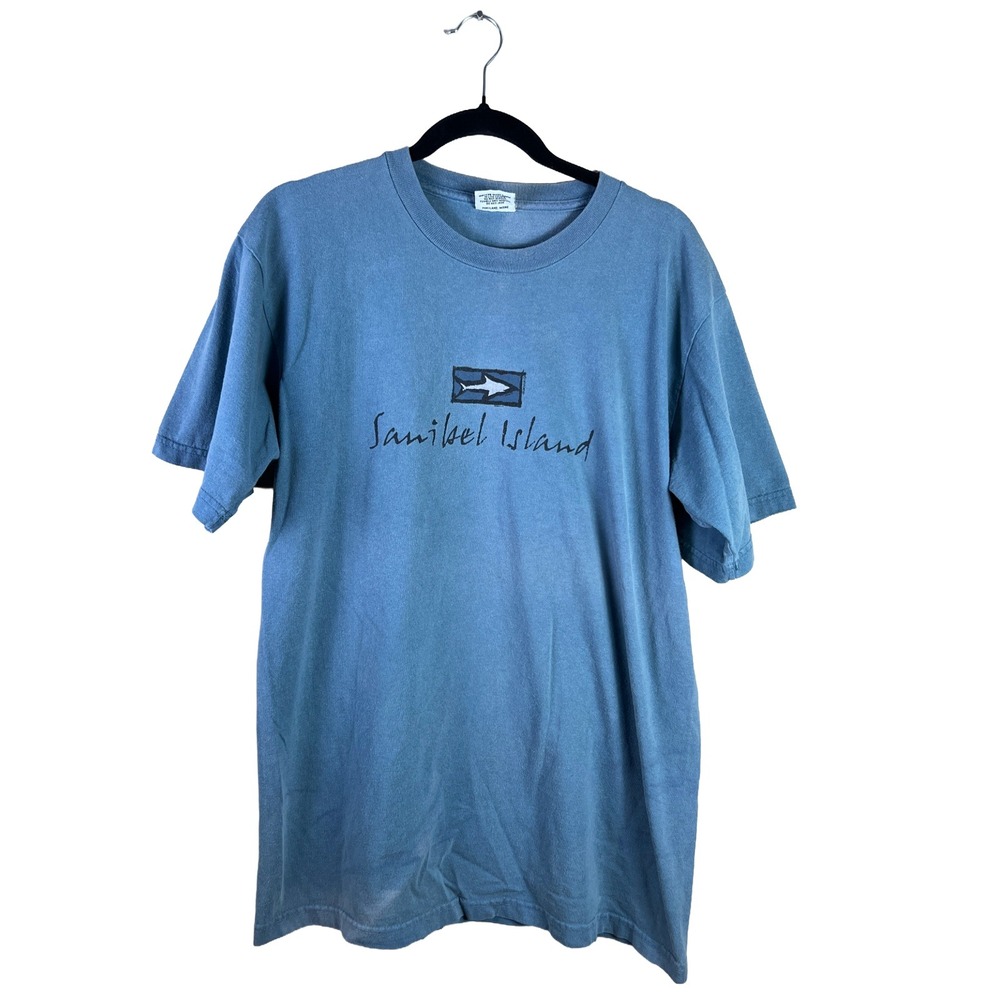 90s Artforms Sanibel Island Graphic T Shirt Men's L Blue USA Made Grunge